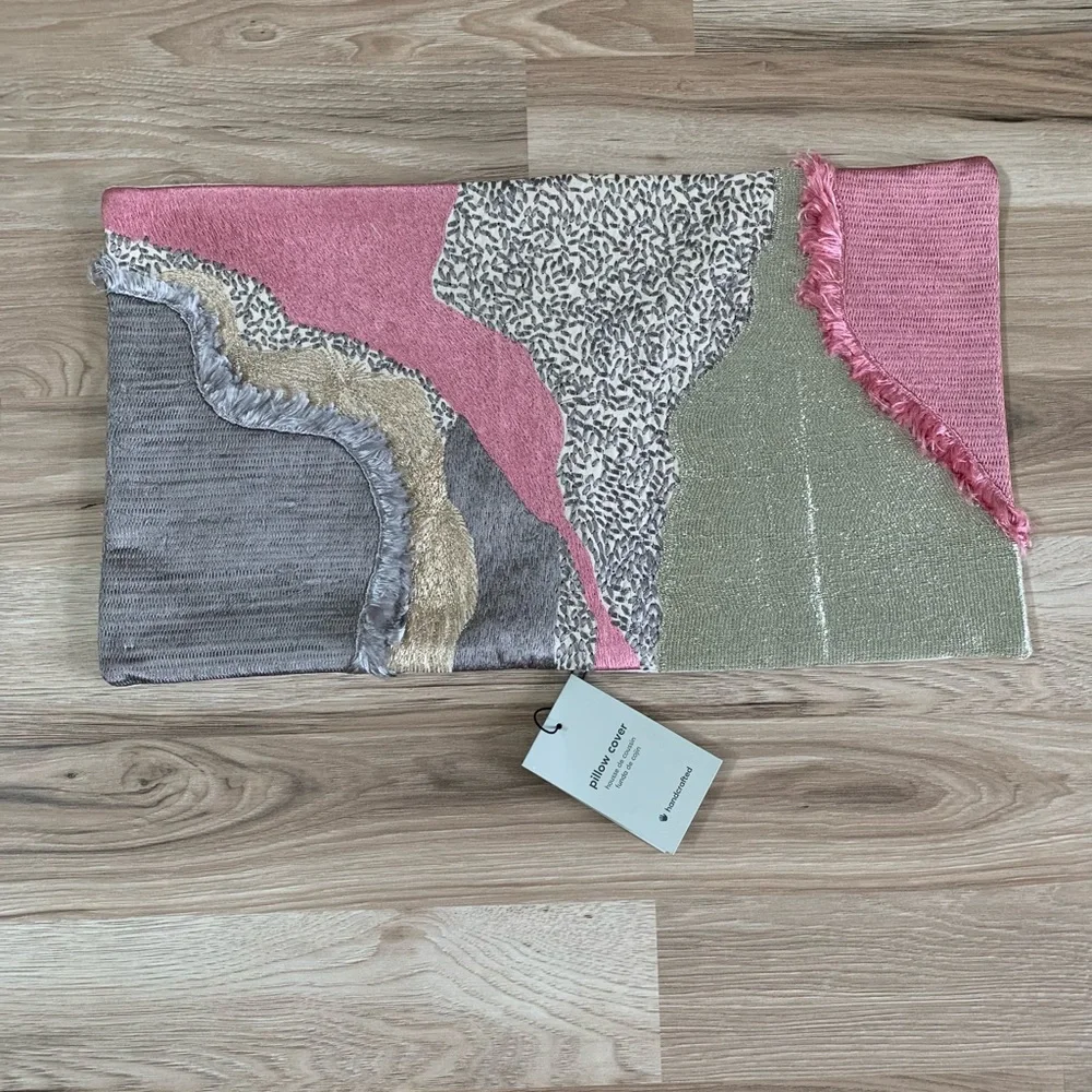 COPY - New West Elm Abstract Textured Accent Throw Pillow Cover 12x21 -Blush/Si…